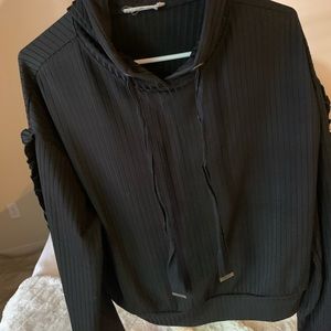 Ribbed ruffle hoodie